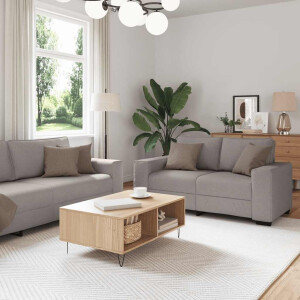 vidaXL 3-delige Loungeset met kussens stof taupe