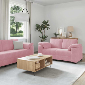 vidaXL 3-delige Loungeset met kussens fluweel roze