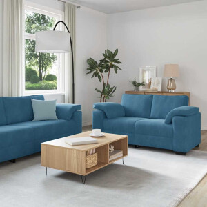 vidaXL 3-delige Loungeset met kussens fluweel blauw