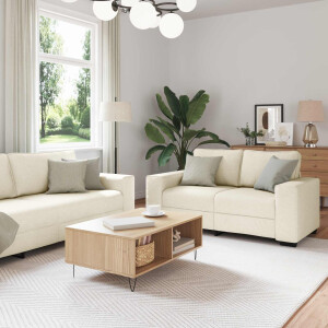 vidaXL Bank 2 pcs Beige 221 x 80 x 82 cm Linnen-mix stof