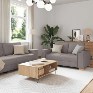 vidaXL 2-delige Loungeset met kussens stof taupe