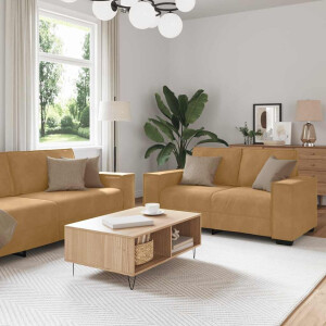 vidaXL 2-delige Loungeset met kussens fluweel bruin