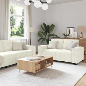 vidaXL 2-delige Loungeset met kussens fluweel crèmekleurig