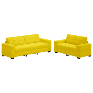 vidaXL Bank 2 pcs Geel 221 x 80 x 80 cm Stof