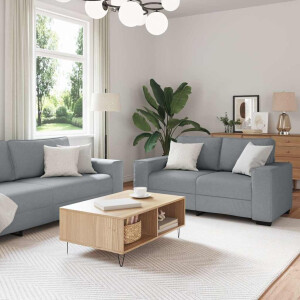vidaXL 2-delige Loungeset met kussens stof lichtgrijs