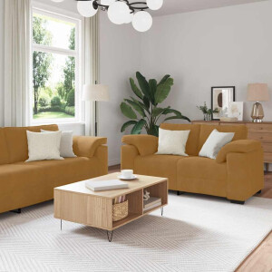 vidaXL 2-delige bankset met kussens bruin fluweel