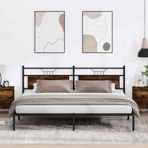 vidaXL Bedframe zonder matras 200x200 cm spaanplaat gerookt eiken