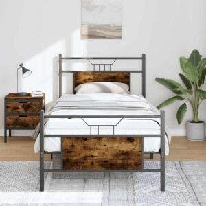 vidaXL Bedframe zonder matras hout gerookt eikenkleurig 75x190 cm
