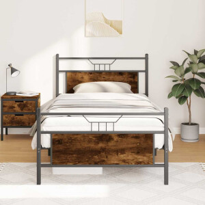 vidaXL Bedframe zonder matras hout gerookt eikenkleurig 100x190 cm