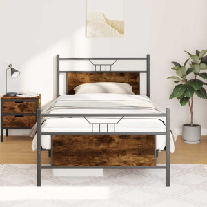 vidaXL Bedframe zonder matras hout gerookt eikenkleurig 100x200 cm