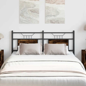 vidaXL Hoofdbord 150 cm bewerkt hout en staal gerookt eikenkleurig