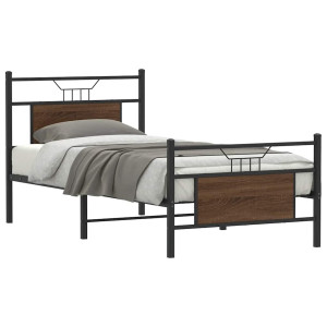 vidaXL Bedframe zonder matras bewerkt hout bruin eikenkleur 90x200 cm