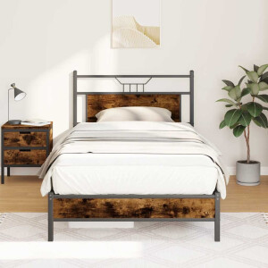 vidaXL Bedframe zonder matras hout gerookt eikenkleurig 100x190 cm