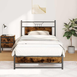 vidaXL Bedframe zonder matras hout gerookt eikenkleurig 100x190 cm