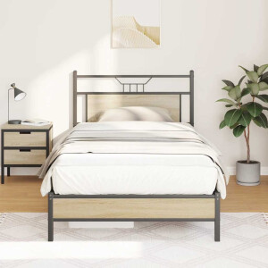 vidaXL Bedframe zonder matras hout sonoma eikenkleurig 100x190 cm