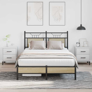 vidaXL Bedframe zonder matras hout sonoma eikenkleurig 120x190 cm