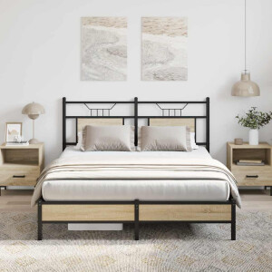 vidaXL Bedframe zonder matras hout sonoma eikenkleurig 137x190 cm