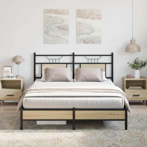 vidaXL Bedframe zonder matras hout sonoma eikenkleurig 140x190 cm