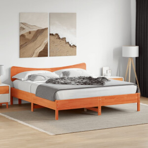 vidaXL Bedframe zonder matras massief grenenhout wasbruin 200x200 cm