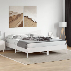 vidaXL Bedframe zonder matras massief grenenhout wit 160x200 cm