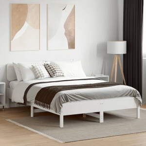 vidaXL Bedframe zonder matras massief grenenhout wit 150x200 cm