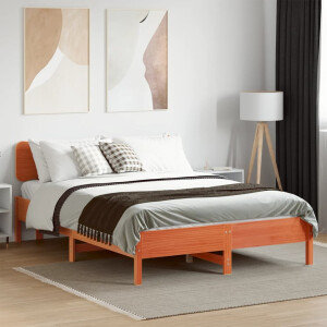 vidaXL Bedframe zonder matras massief grenenhout wasbruin 150x200 cm