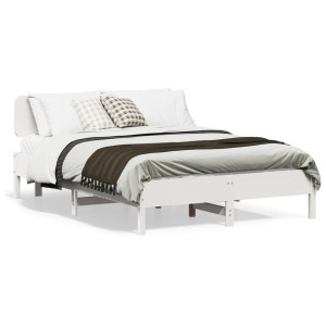 vidaXL Bedframe zonder matras massief grenenhout wit 140x190 cm