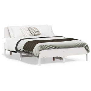 vidaXL Bedframe zonder matras massief grenenhout wit 135x190 cm