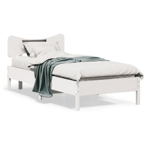 vidaXL Bedframe zonder matras massief grenenhout wit 75x190 cm