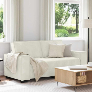 vidaXL Tweezitsbank 140 cm fluweel crèmekleurig