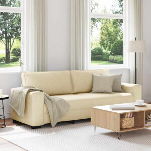 vidaXL 3-zitsbank crème 220x77x82 cm stof