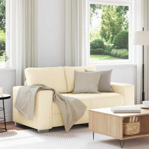 vidaXL Loveseat Sofa Crème 160x77x82 cm Corduroy Stof