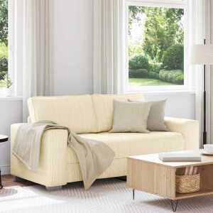 vidaXL Loveseat Sofa Crème 140 cm Corduroy Stof