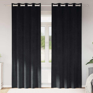 vidaXL Verduisterende gordijnen 2 pcs Zwart 140 x 225 cm Fluweel