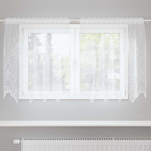 vidaXL Kantgordijn met gordijnen Bloemen Wit 80 x 150 cm Polyester