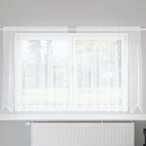 vidaXL Kantgordijn met gordijnen Bloemen Wit 160 x 200 cm Polyester