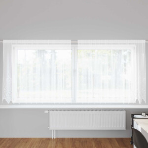 vidaXL Kantgordijn met gordijnen Bloemen Wit 140 x 300 cm Polyester