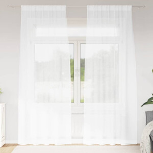 vidaXL Voile Gordijn met gordijnen 2 pcs Wit 225 x 140 cm Polyester