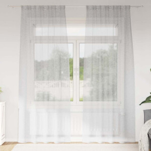 vidaXL Voile Gordijn 2 pcs Lichtgrijs 225 x 140 cm Polyester
