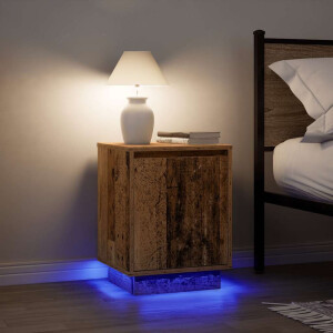 vidaXL Nachtkastjes met led-verlichting 2 st 38x34x50 cm oud hout