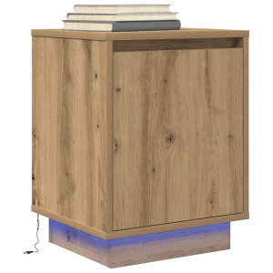 vidaXL Nachtkastje met LED-verlichting 38x34x50 cm artisanaal eiken