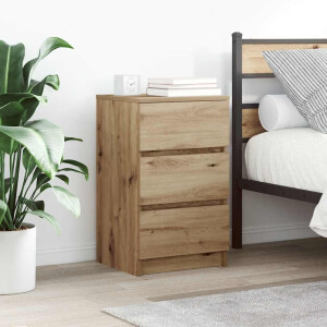 vidaXL Nachtkastjes 3 lades 2 st 39x35x65 cm ambachtelijk eikenkleurig