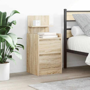 vidaXL Nachtkastjes met 2 lades 2 st 38x34x80 cm Sonoma eikenkleurig