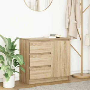 vidaXL Dressoir met lade 71x35x65 cm spaanplaat sonoma eikenkleurig