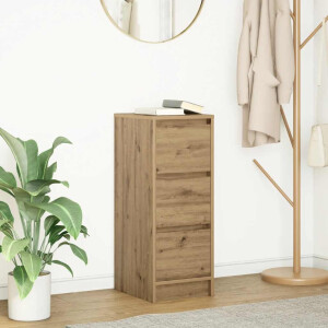 vidaXL Dressoir 29,5x34x76 cm bewerkt hout artisanaal eikenkleur
