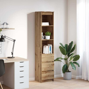 vidaXL Hoge kast 37,5x35x180 cm bewerkt hout artisanaal eikenkleur