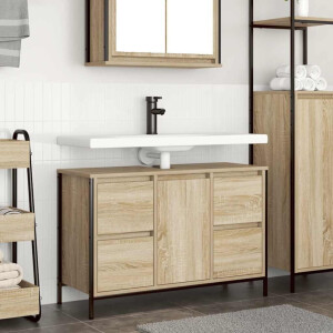 vidaXL Wastafelkast met lades 90x34,5x60 cm sonoma eikenkleurig