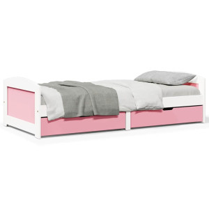 vidaXL Slaapbank met 2 lades zonder matras IRUN 90x200 cm wit en roze