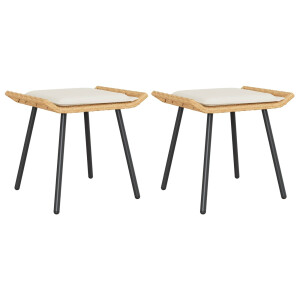 vidaXL Tuin kruk met kussen 2 pcs Natuur 50 x 40 x 45cm Staal