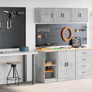 vidaXL Garagekasten 2 st bewerkt hout betongrijs